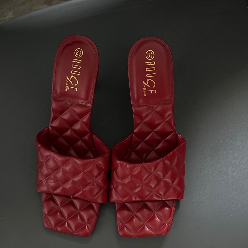 Rouge Helium Quilted Red Slide Sandals